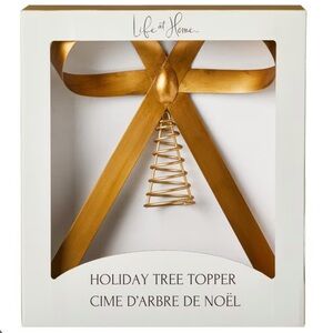 Life At Home Antique Gold Bow Holiday Christmas Tree Topper NWT C1